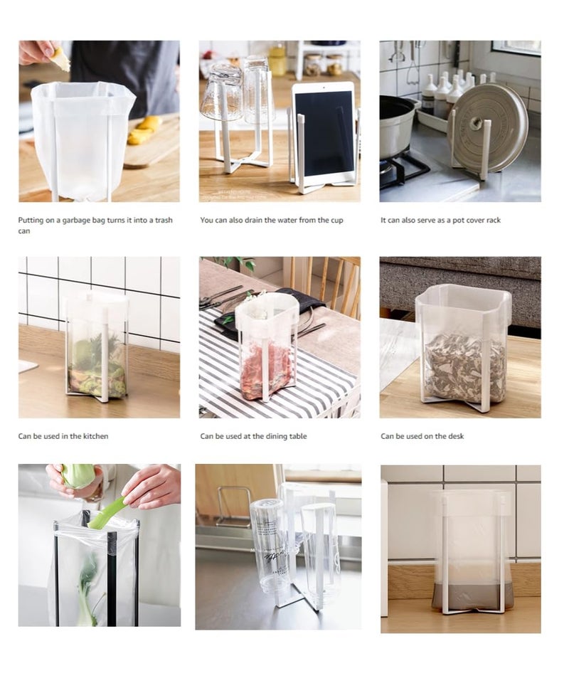 Mukkuri Kitchen Stand Holder, Plastic Bag Drying Rack, Multifunctional Countertop Cups Bottles Drying Rack for Plastic Bags, Bottles and Cups, Shelf Trash Bag - Image 5